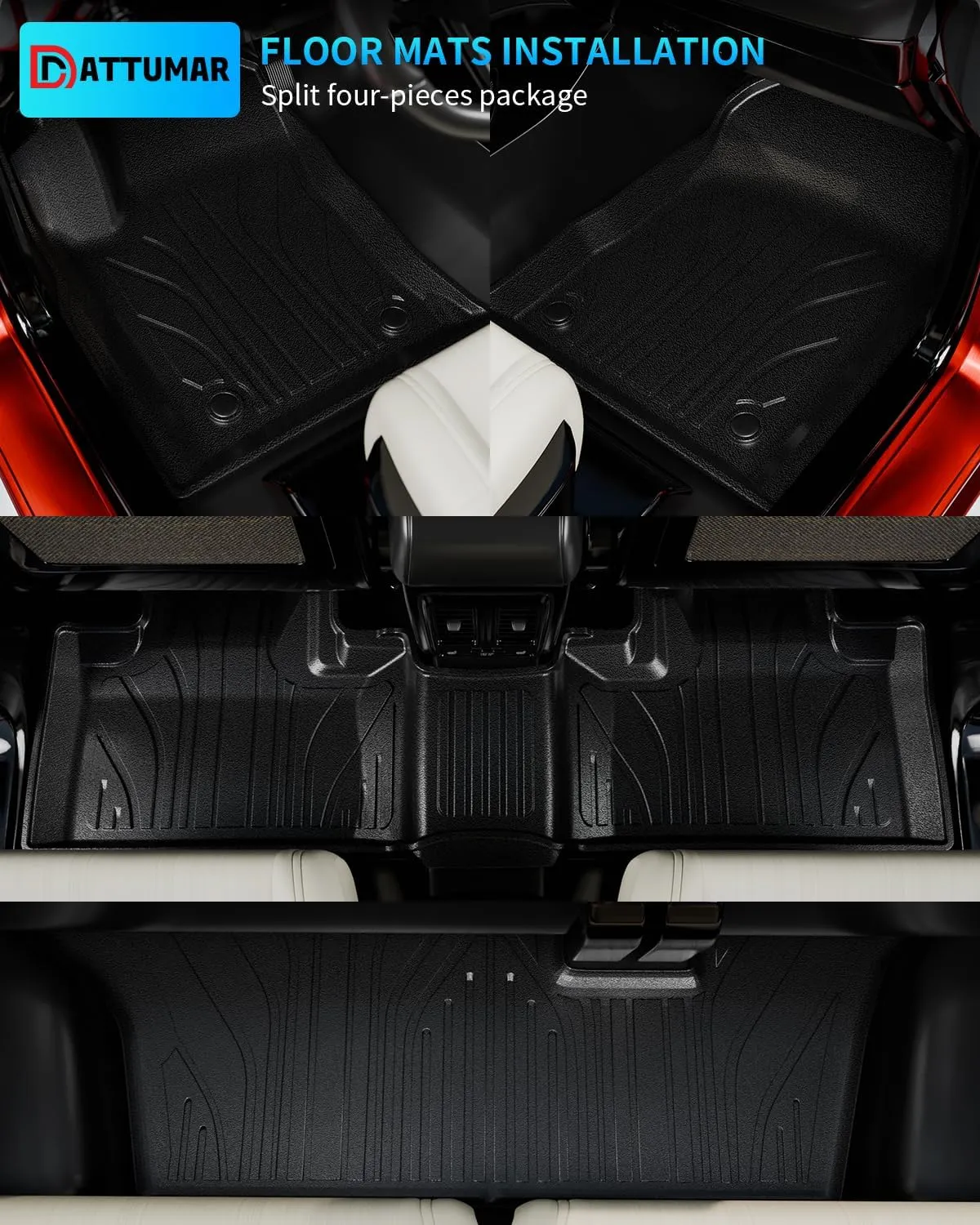 Floor Mats Compatible with 2016-2024 2025 Dodge Durango 7-Seater Trunk Mat Cargo Liner All Weather Back Seat Cover 2024 Durango Accessories (Trunk Mat 3rd Row Backrest Mats Floor Mats)