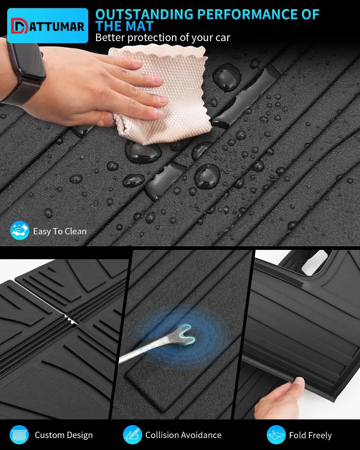 Floor Mats Compatible with 2016-2024 2025 Dodge Durango 7-Seater Trunk Mat Cargo Liner All Weather Back Seat Cover 2024 Durango Accessories (Trunk Mat 3rd Row Backrest Mats Floor Mats)