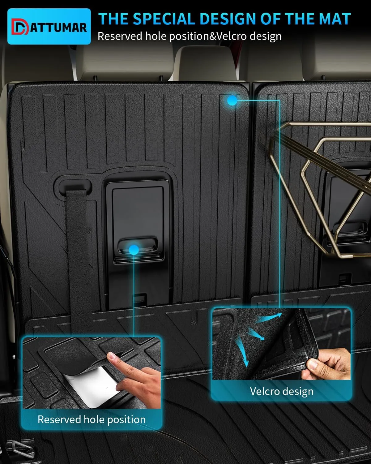 Floor Mats Compatible with 2016-2024 2025 Dodge Durango 7-Seater Trunk Mat Cargo Liner All Weather Back Seat Cover 2024 Durango Accessories (Trunk Mat 3rd Row Backrest Mats Floor Mats)