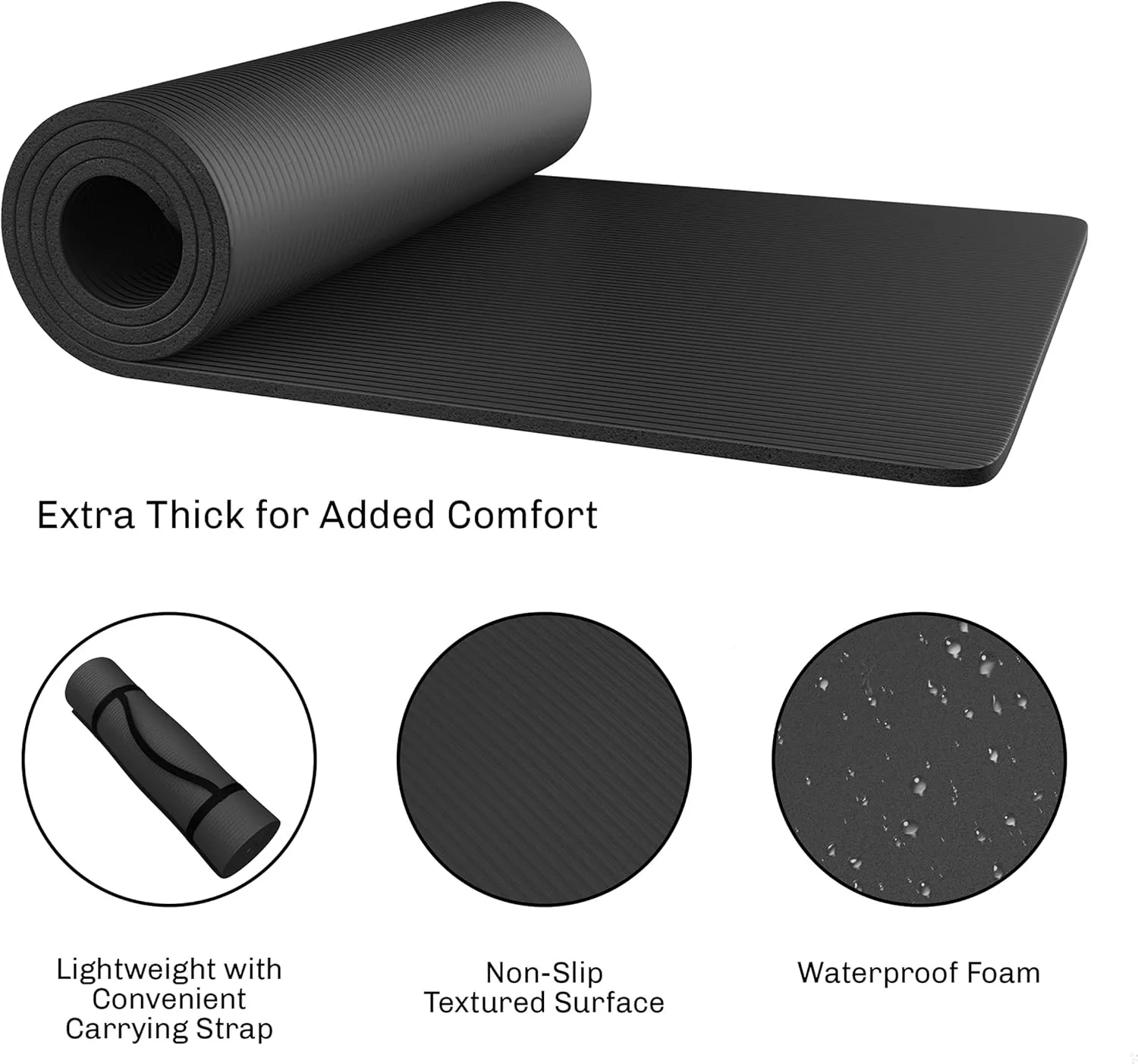 Foam Sleeping Pad - Lightweight 0.5-Inch Mat for Camping, Cots, Tents, Backpacking, and Yoga - Non-Slip and Waterproof with Handle by Wakeman