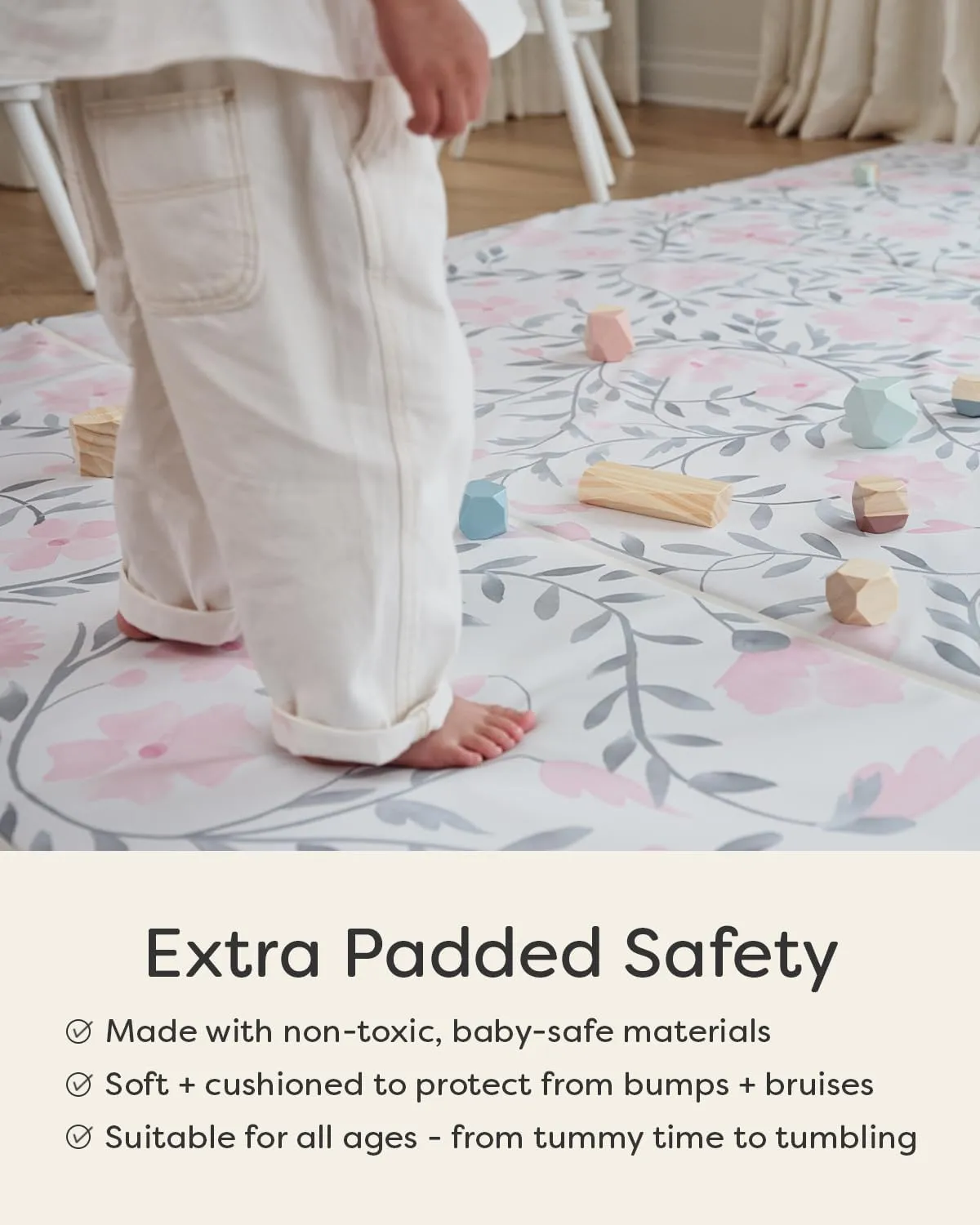 Foldable Baby Tumbling Mat – Padded Baby Play Mat for Floor | Memory Foam Play Mat for Baby | Foldable Kids Play Mat | Durable, Stylish, and Cushioned Design