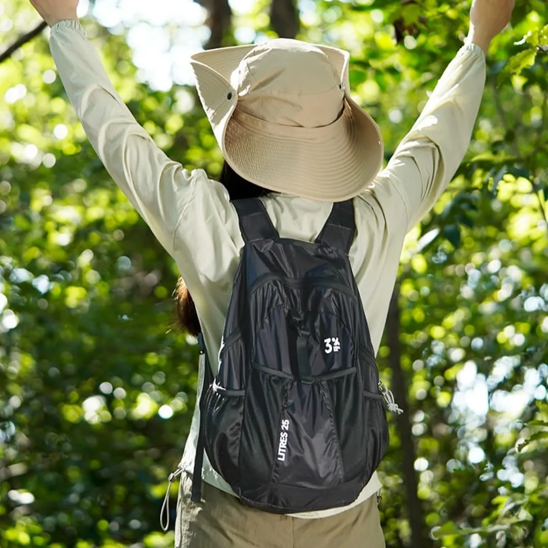 Foldable Backpack for Outdoor Hiking, Climbing, Travel - 25L Capacity, Ergonomic Design, Fashionable & Portable (Black)
