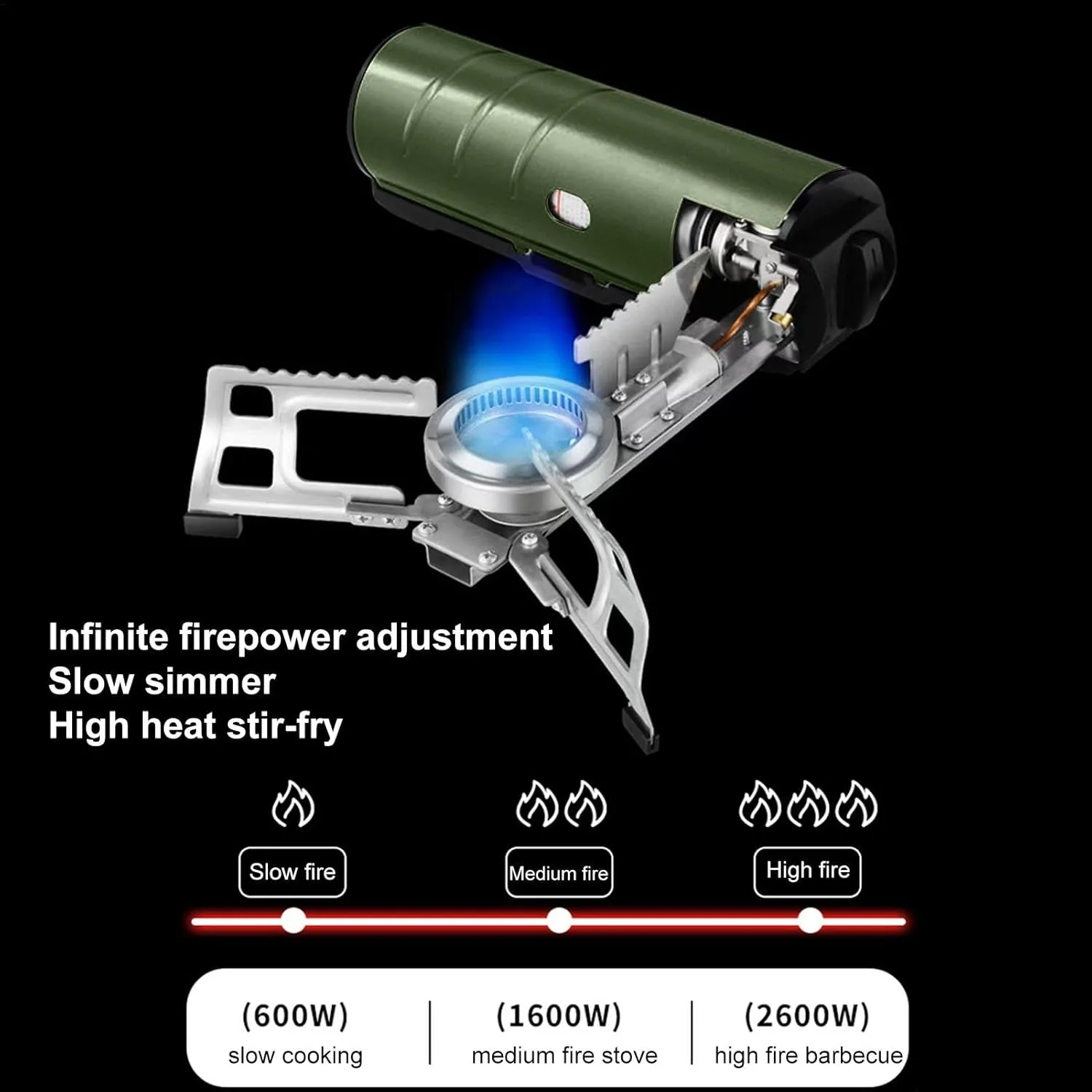 Foldable Camping Stove - 2600w Outdoor Camping Stove, Lightweight Hiking Stove | Foldable Camp Metal Burner, Compact Cook Tool Gadgets Outdoor Camping Burner with Storage Handbag for Camping Bbqs