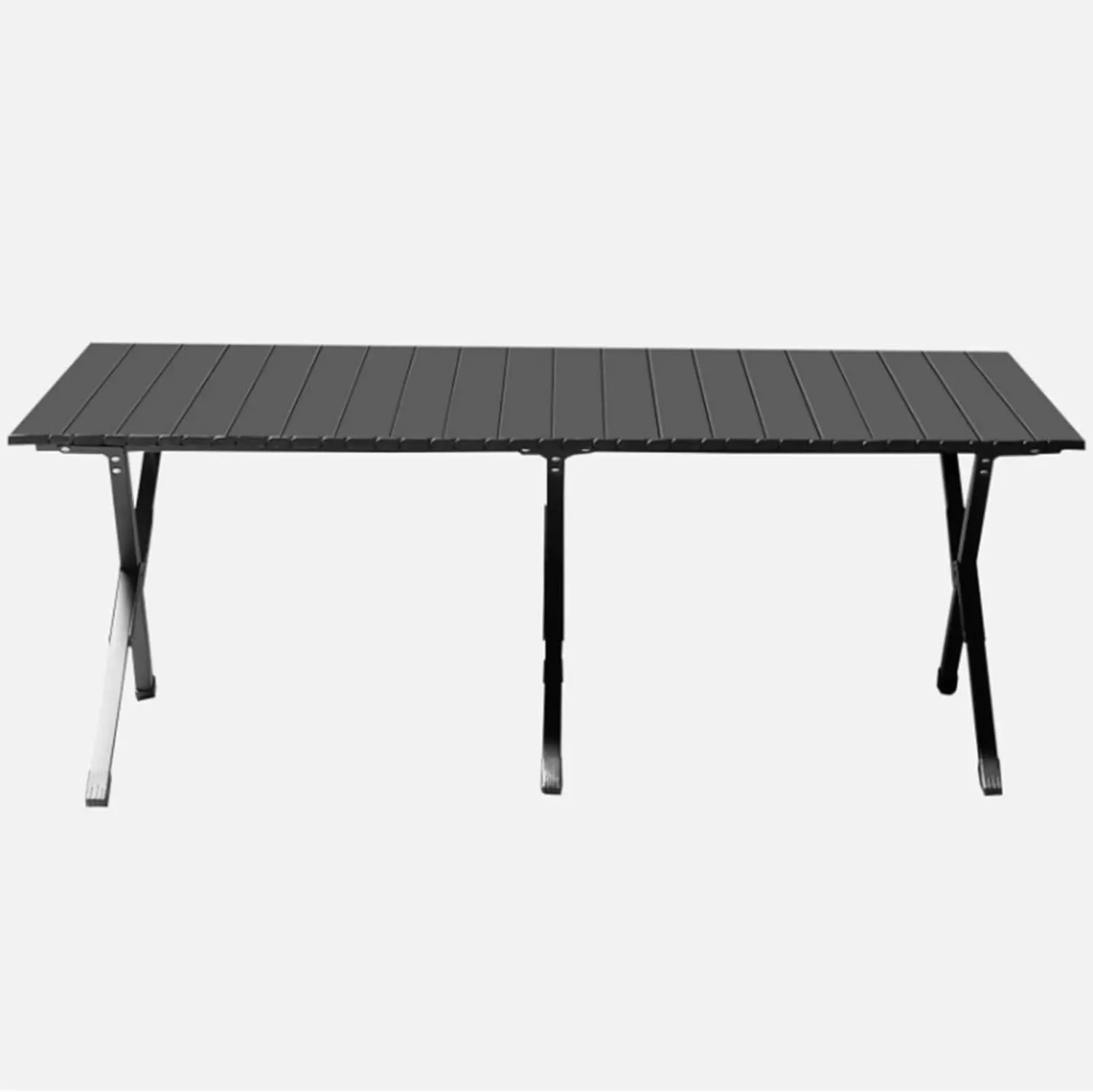 Foldable Camping Table, Lightweight Outdoor Camp Table with Storage Bag, Aluminum Roll-Up Camp Table for Picnic, Backyards, BBQ, Garden, Party, Backyard, 220 LBS Heavy Duty Load, 46x24 in, Black