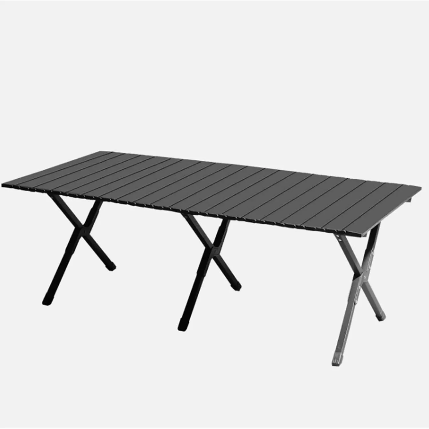 Foldable Camping Table, Lightweight Outdoor Camp Table with Storage Bag, Aluminum Roll-Up Camp Table for Picnic, Backyards, BBQ, Garden, Party, Backyard, 220 LBS Heavy Duty Load, 46x24 in, Black