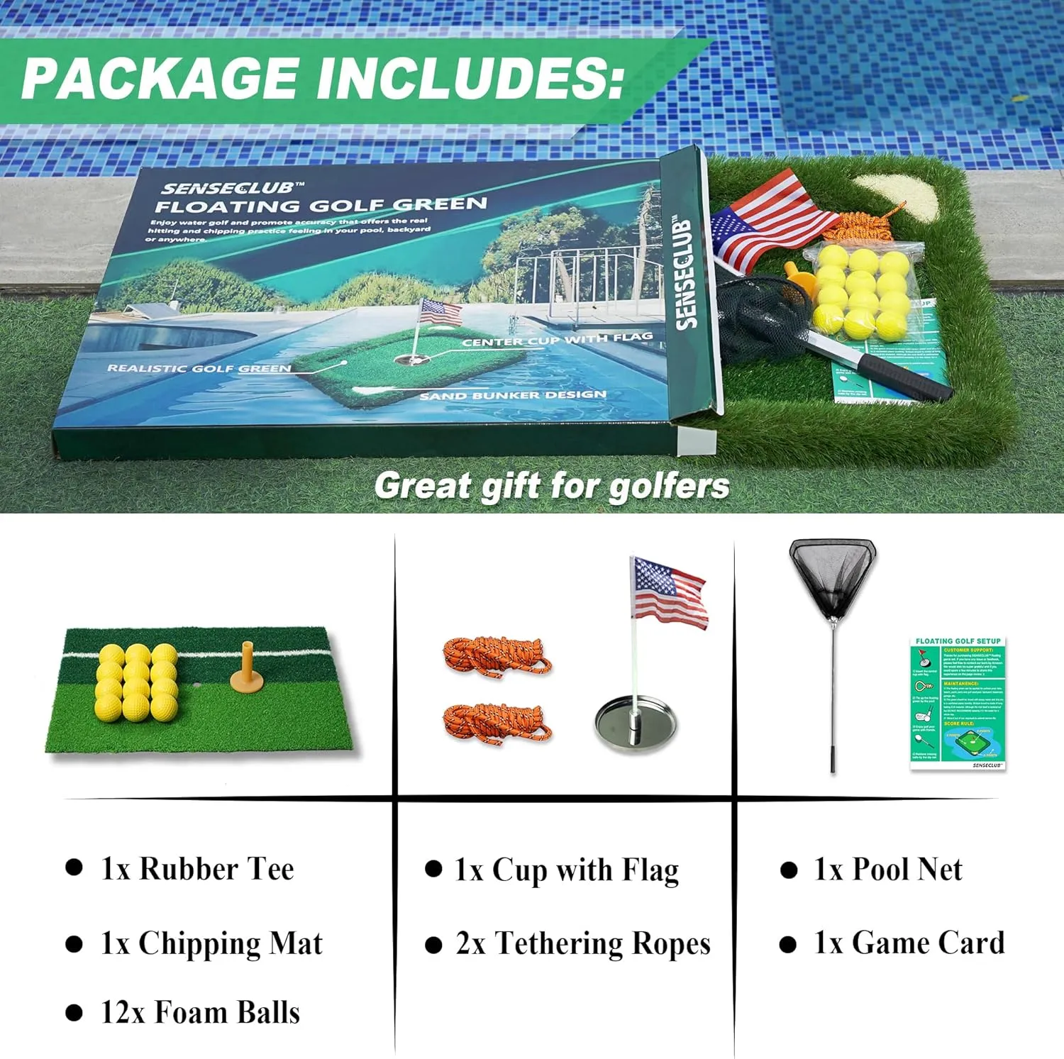 Foldable Chipping Net & Floating Green, Indoor Golf Practice Chipping Target, Backyard Golf Game & Gifts