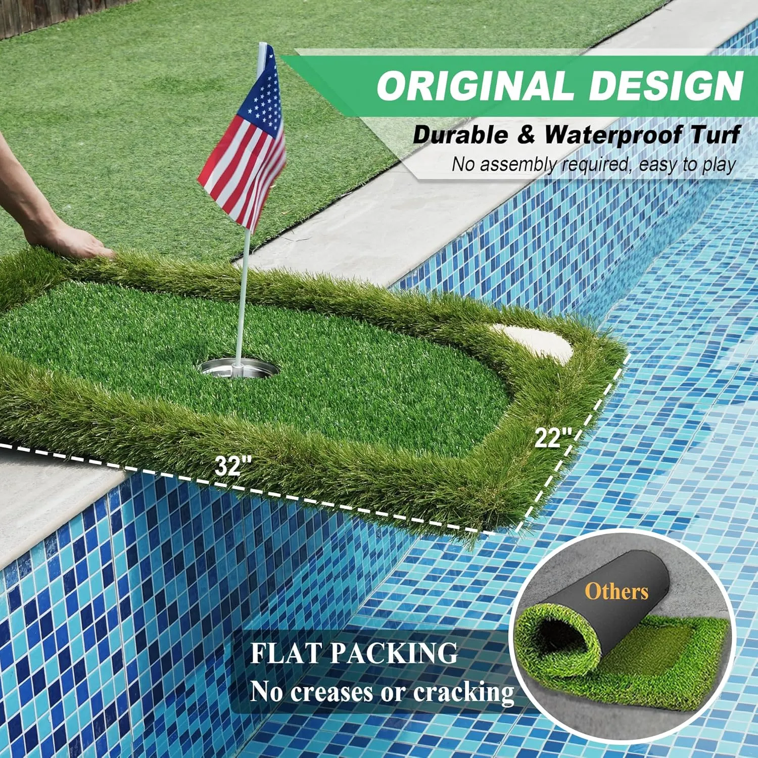 Foldable Chipping Net & Floating Green, Indoor Golf Practice Chipping Target, Backyard Golf Game & Gifts