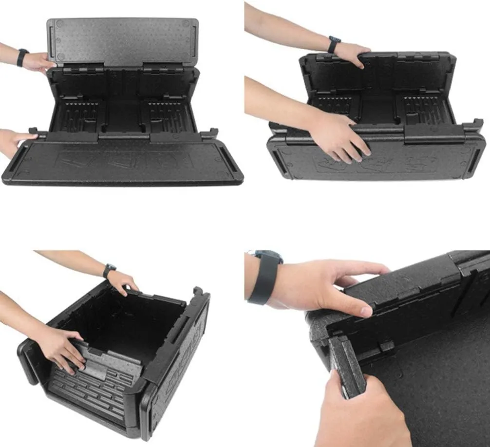 Foldable Food Thermal Box Car Stove Incubator Cooler Lunch Box for Travel Camping Fishing (Black)