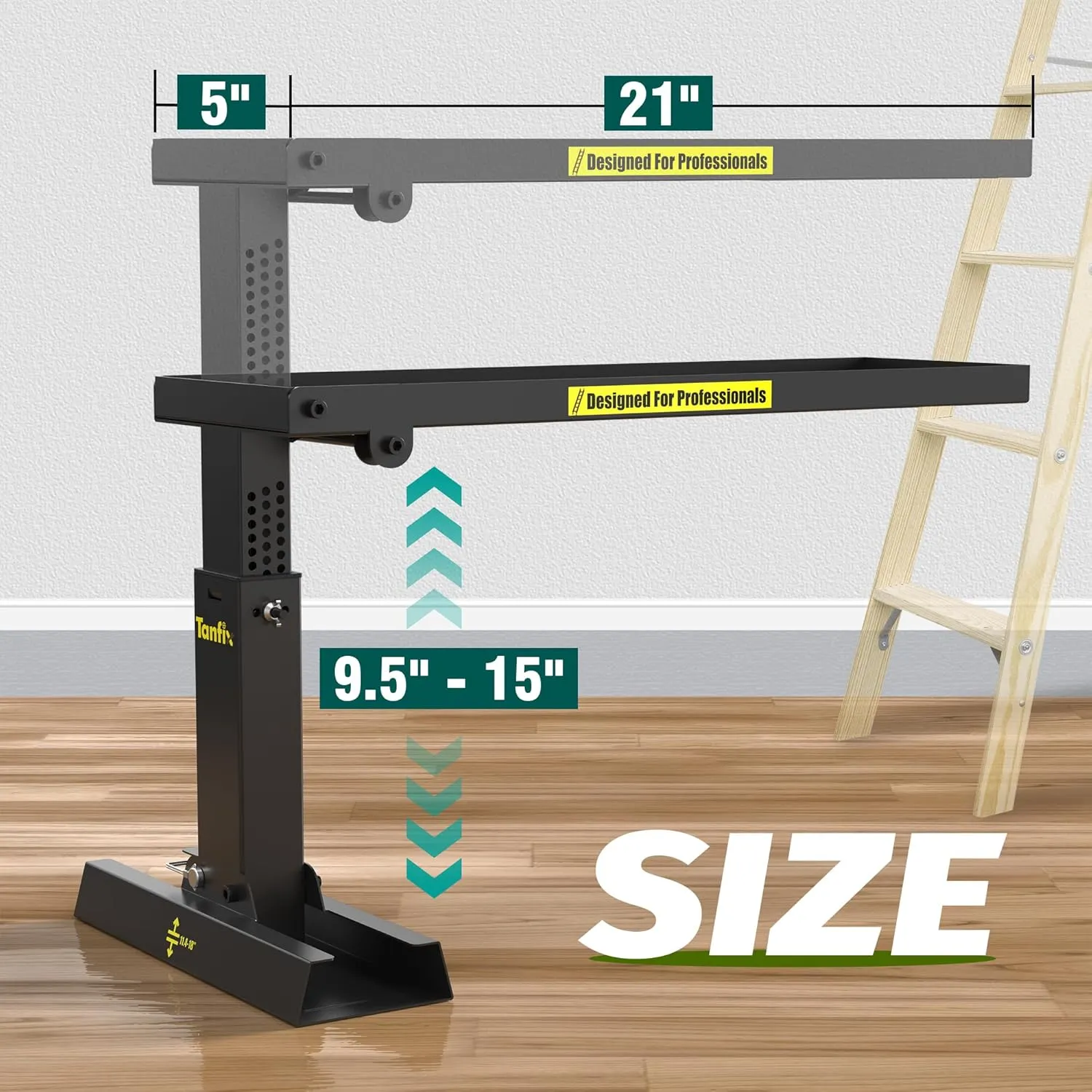 Foldable | Heavy-Duty Ladder Extender Pro, High Strength Steel Material Design Ladder Extension Pro for Stairs w/Non-Slip Mat, 9.5-15" Adjustable Height, Applicable Feet Spacing 25"
