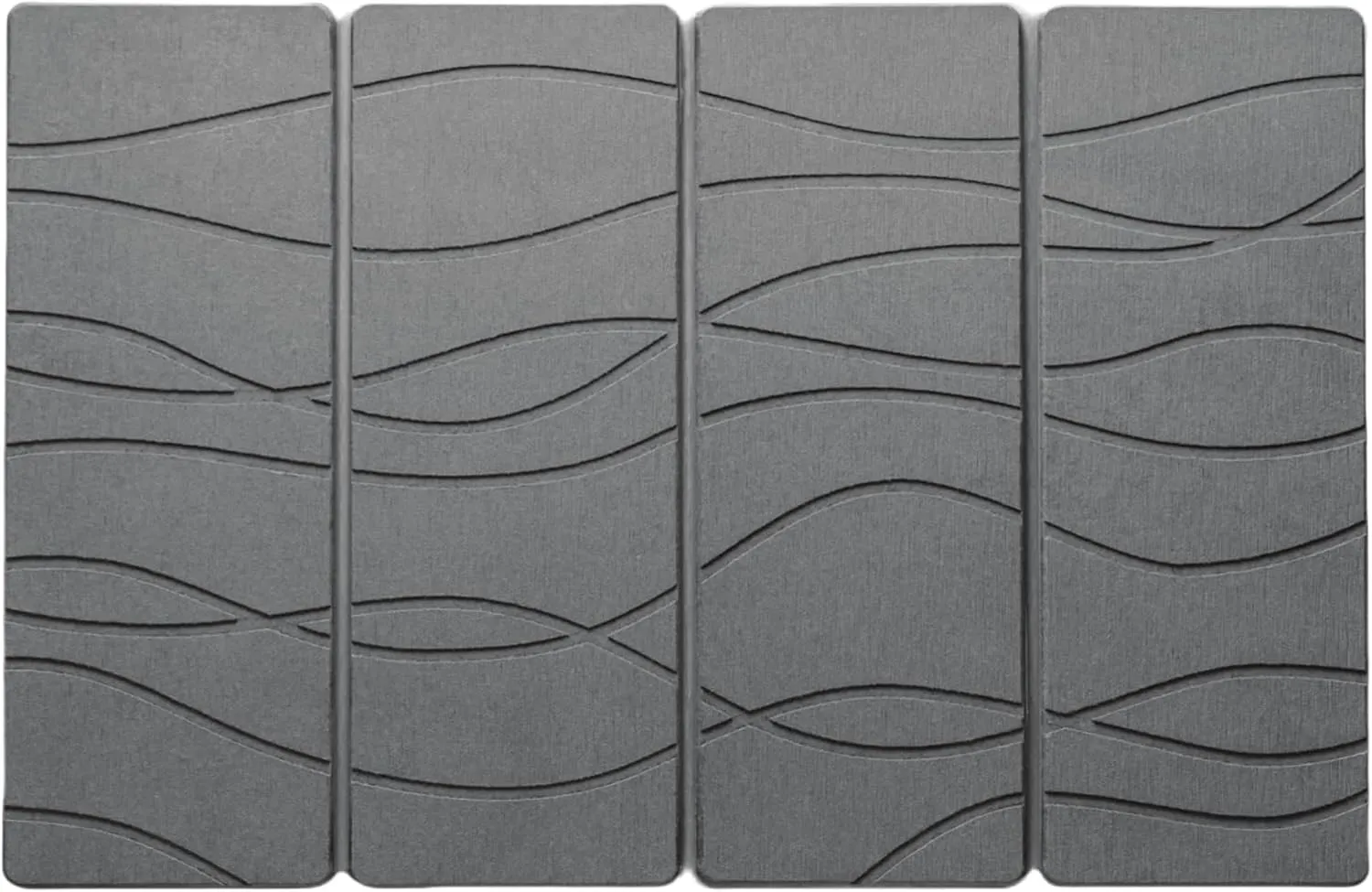 Foldable Large Stone Bath Mat, Super Absorbent Diatomaceous Earth Mat, Non-Slip 24 x 16 inch Quick Drying Mat, Compact and Easy to Store Bath Mats for Bathroom, Easy to Clean, Set of 4 Panels, Grey