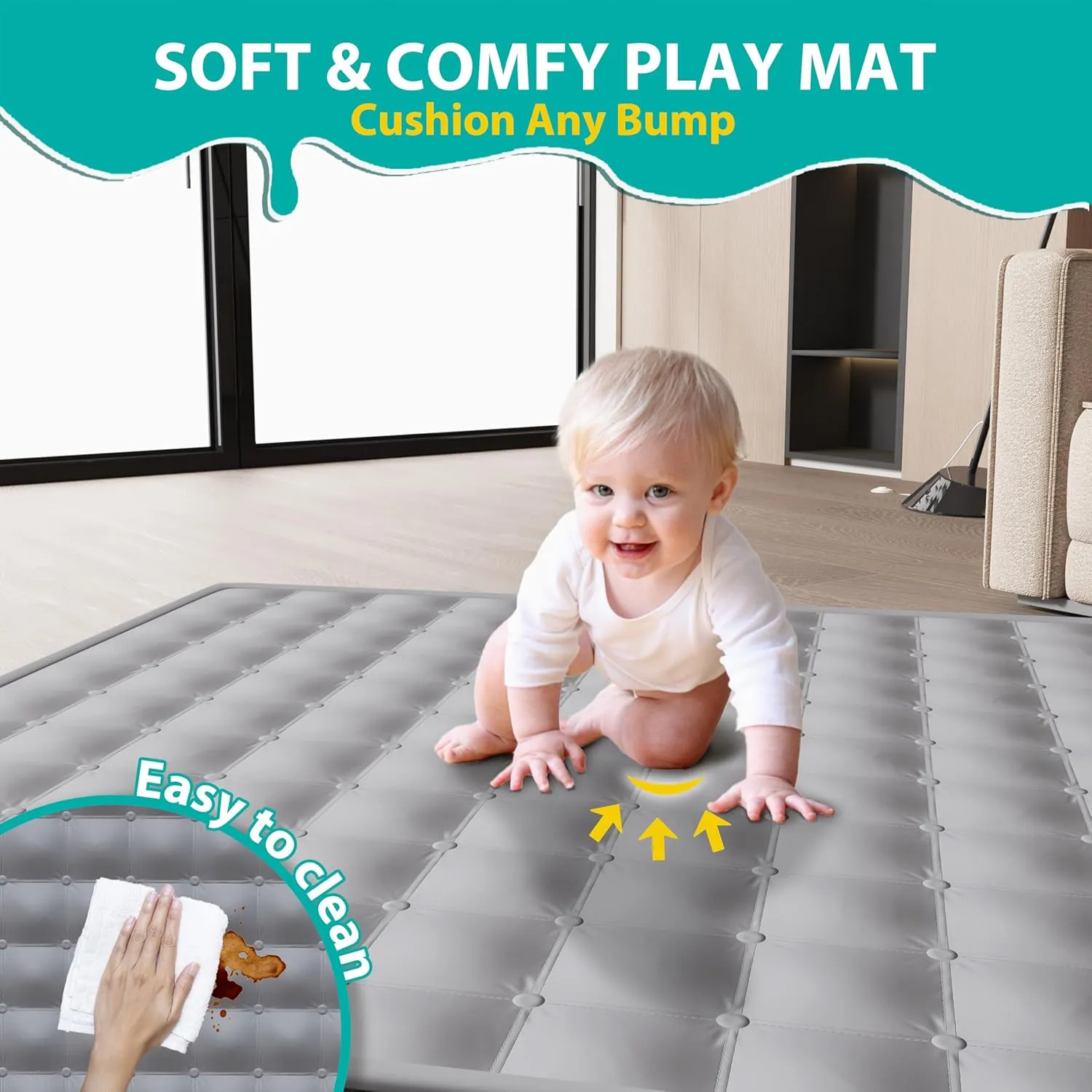 Foldable Playpen for Babies and Toddlers, 50x50 Inches Portable Playpen, Kids Collapsible Play Pen with 2 Handlers, Indoor & Outdoor Baby Fence Play Area with Visible Mesh, Black