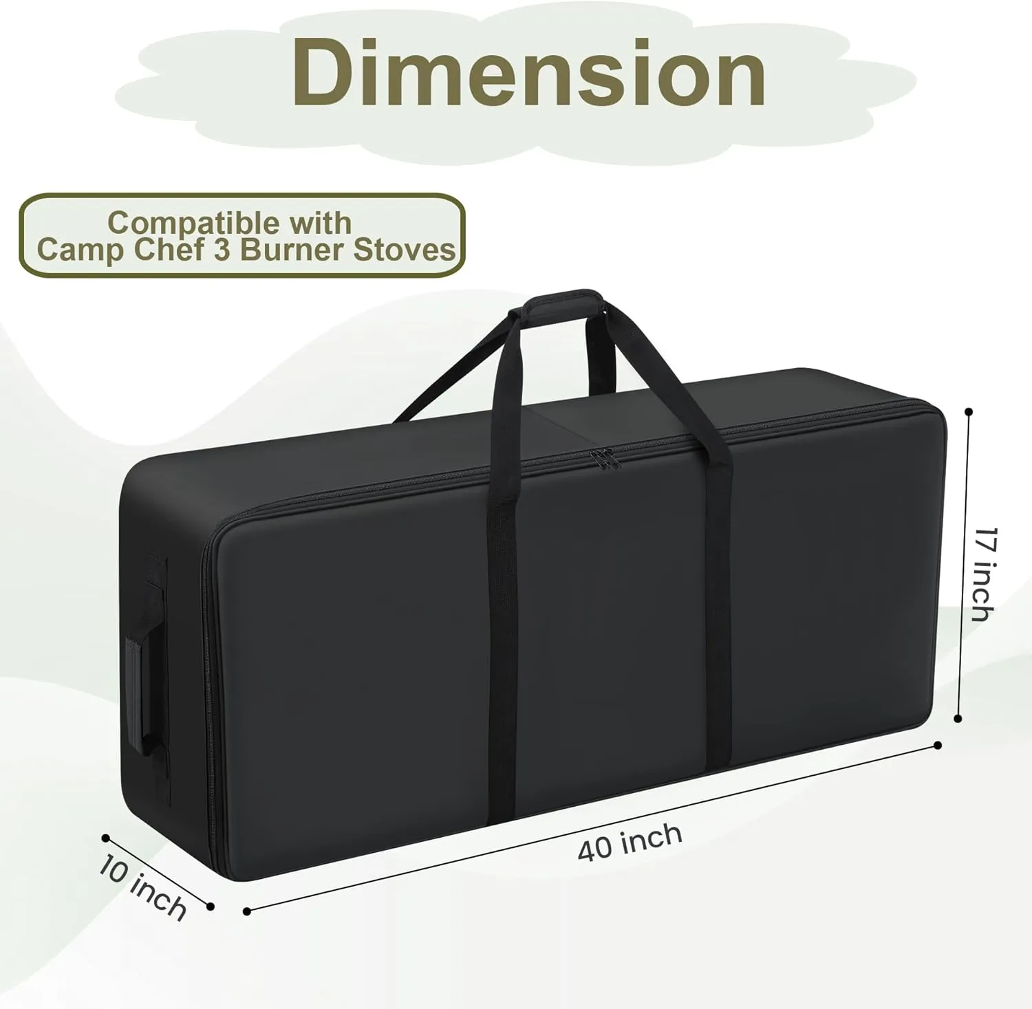 Foldable Rolling Carry Bag Compatible with Camp Chef 3 Burner Stoves, Soft Camping Accessory Cover, Camping Stove Bag with Wheels