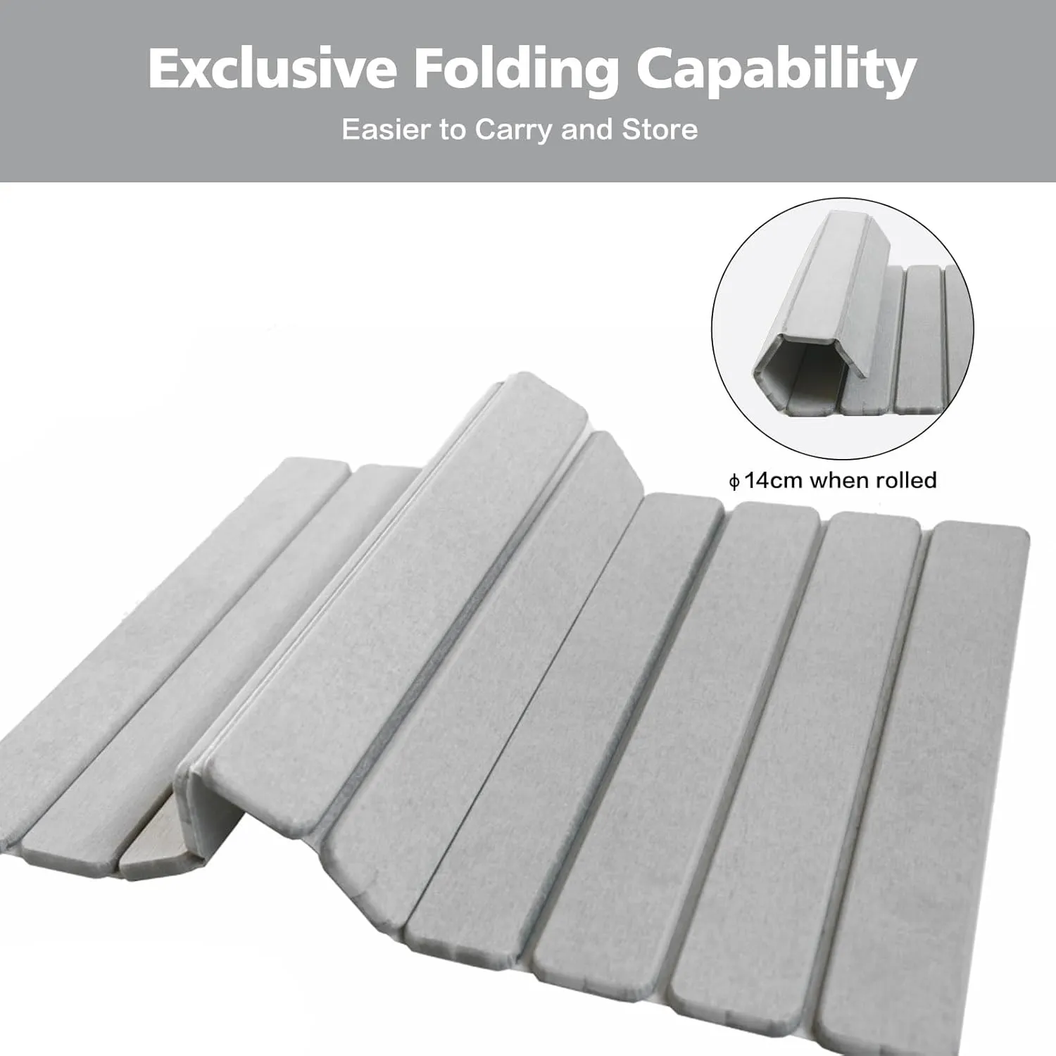 Foldable Stone Bath Mat, Non-Slip Diatomaceous Earth Bath Mat, Super Absorbent Quick Drying Bath Stone Mat, Sleek & Luxury Bath mat for Bathroom Kitchen Bathtub, 23.4 * 15.4" Gray - 2 Pack