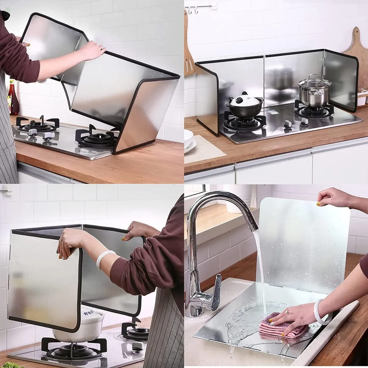 Foldable Stove Splatter Guard Grease Shield Nonstick Oil Stove Splash Guard Cooking Splatter Screen Kitchen Backsplash Protector For Stove Top Wall Gas Range Frying Pan Camping