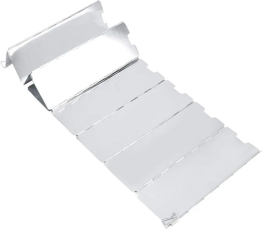 Foldable Stove Windshield for Outdoor Camping Cooking Picnic BBQ Gas Stove Aluminium Alloy Wind Screen Camping Equipment(10 Plates)