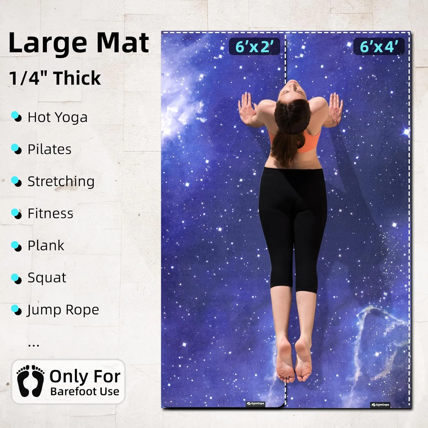 Foldable Yoga Mat for Travel, 68"x24" Folding Travel Gym Mat for Women Yoga Studio, Packable and Portable Pilates Mat with Storage Bag Easy to Carry, Lightweight Travel Workout Mat, 2mm/4mm