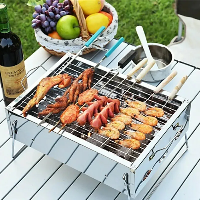 Folding BBQ Barbecue Grill Portable Charcoal Stove for Camping Garden