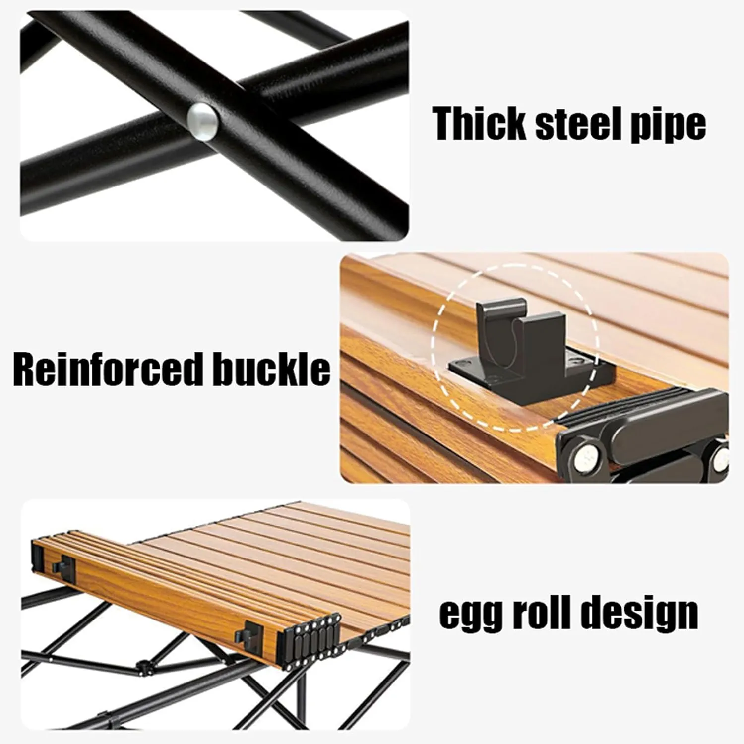 Folding Bea Picnic Tables Collapsible Backpack Lawn air Camping Folding air and Table Set with Roll up Carbon Steel Table Top for More People Party