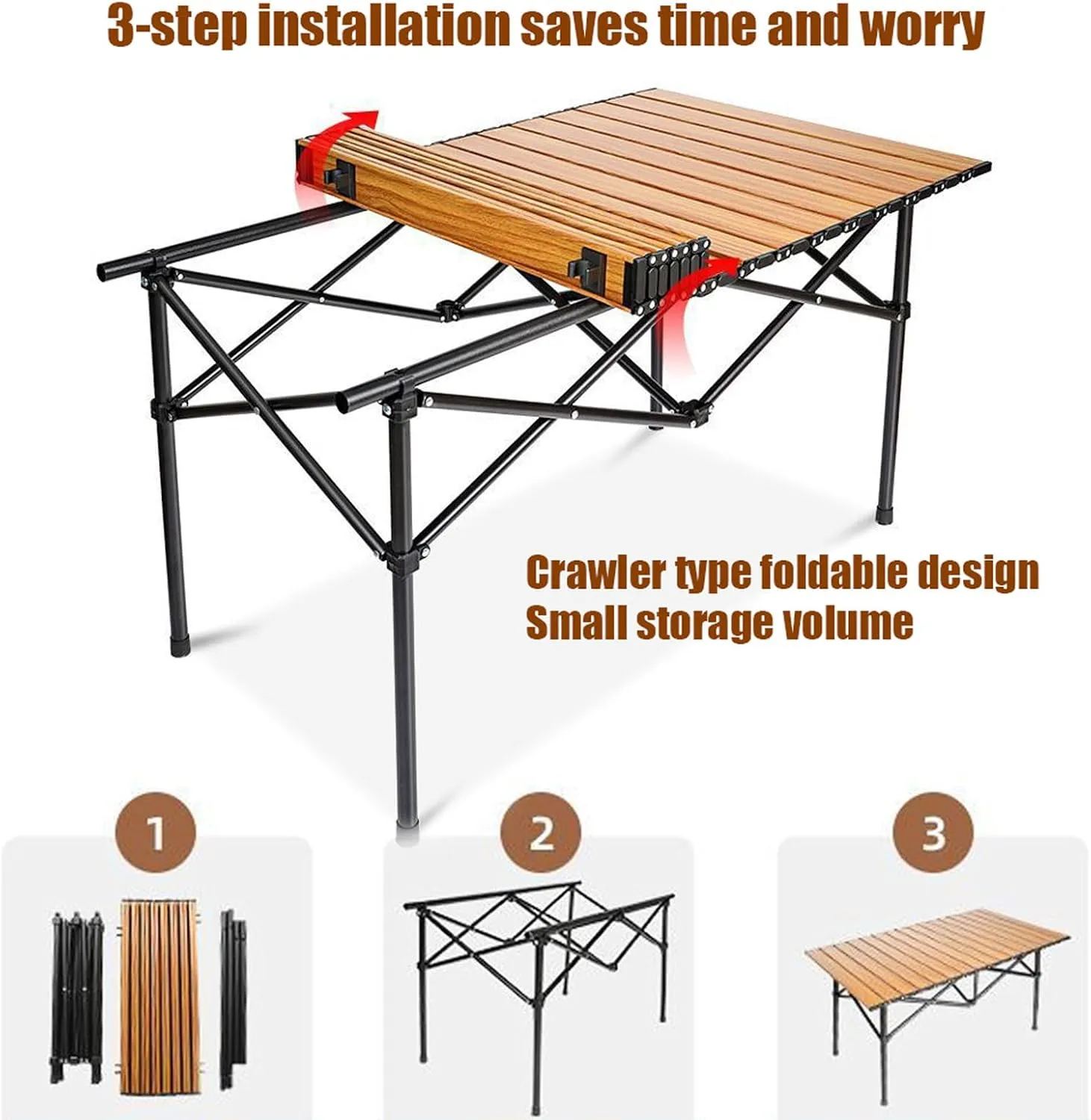 Folding Bea Picnic Tables Collapsible Backpack Lawn air Camping Folding air and Table Set with Roll up Carbon Steel Table Top for More People Party