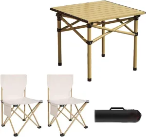 Folding Bea Picnic Tables Collapsible Backpack Lawn air Camping Folding air and Table Set with Roll up Carbon Steel Table Top for More People Party