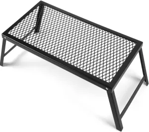 Folding Campfire Grill Heavy Duty Steel Grate with Legs, Portable Over Fire Camp Grill for Outdoor Cooking Grill Traveling Picnic, Black （21.6" x 11.8"）