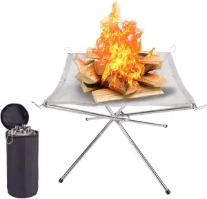Folding Campfire Stand 304 Portable Camping Charcoal Grill Stainless Steel Outdoor Wood Stove Burner Backpack Hiking Camping Picnic Stove