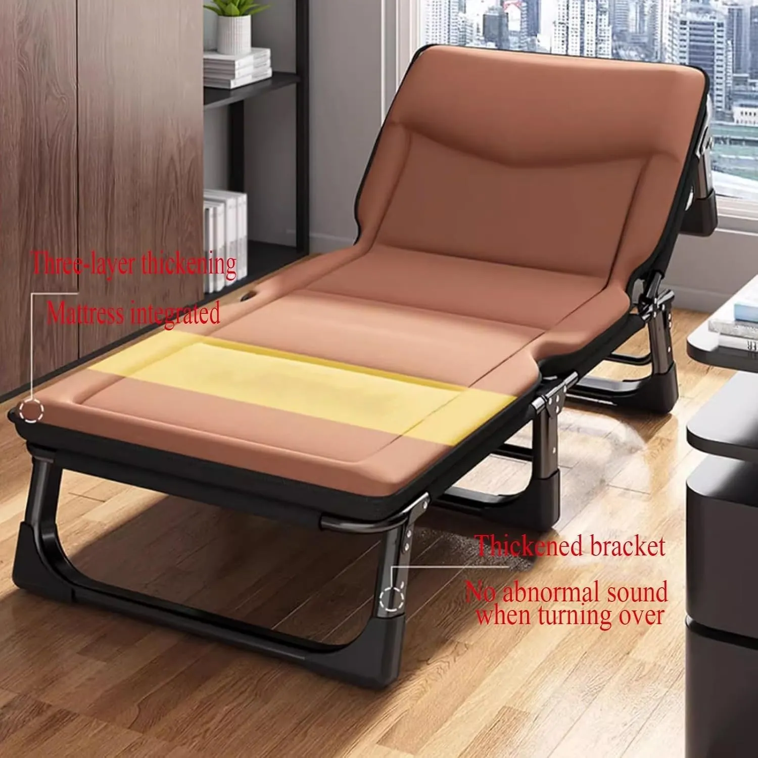 Folding Camping Cot for Adults w/Mattress & Pillow 4 Positions Adjustable Portable Cots for Sleeping Heavy Duty Fold Up Camp Bed Patio Lounger Supports 200kg