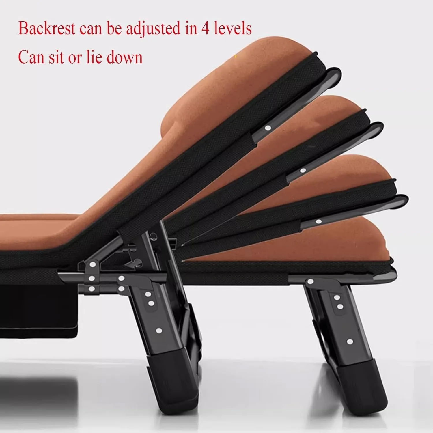 Folding Camping Cot for Adults w/Mattress & Pillow 4 Positions Adjustable Portable Cots for Sleeping Heavy Duty Fold Up Camp Bed Patio Lounger Supports 200kg