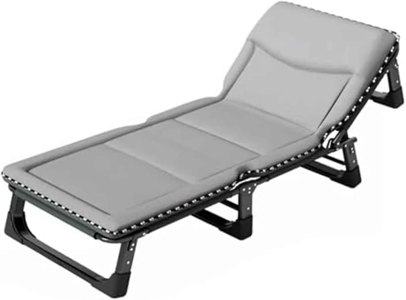 Folding Camping Cot for Adults w/Mattress & Pillow 4 Positions Adjustable Portable Cots for Sleeping Heavy Duty Fold Up Camp Bed Patio Lounger Supports 200kg