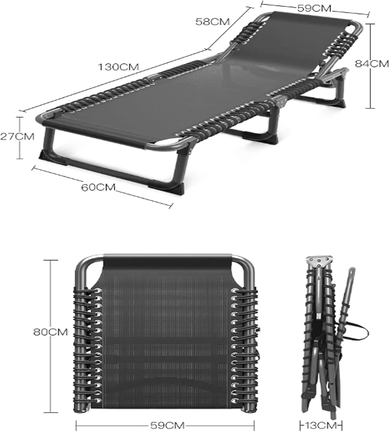 Folding Camping Cot,Camping Cot for Adults, Adjustable Backrest Single Lightweight Portable Sleeping Cot for Adults for Offices Nap Indoor Bedroom Outdoor Pool Patio