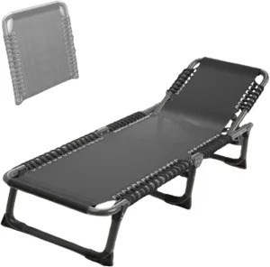 Folding Camping Cot,Camping Cot for Adults, Adjustable Backrest Single Lightweight Portable Sleeping Cot for Adults for Offices Nap Indoor Bedroom Outdoor Pool Patio