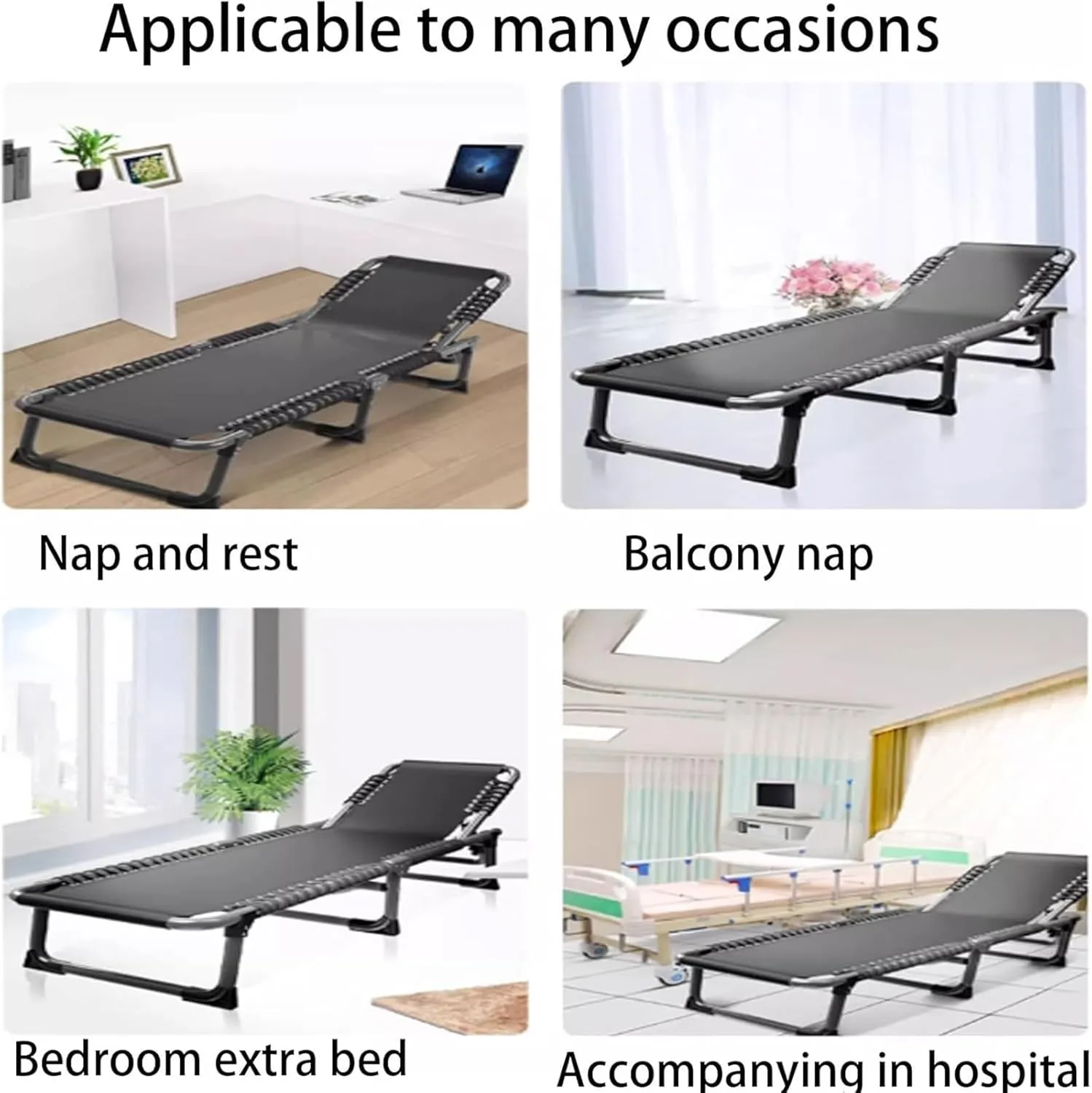 Folding Camping Cot,Camping Cot for Adults, Adjustable Backrest Single Lightweight Portable Sleeping Cot for Adults for Offices Nap Indoor Bedroom Outdoor Pool Patio