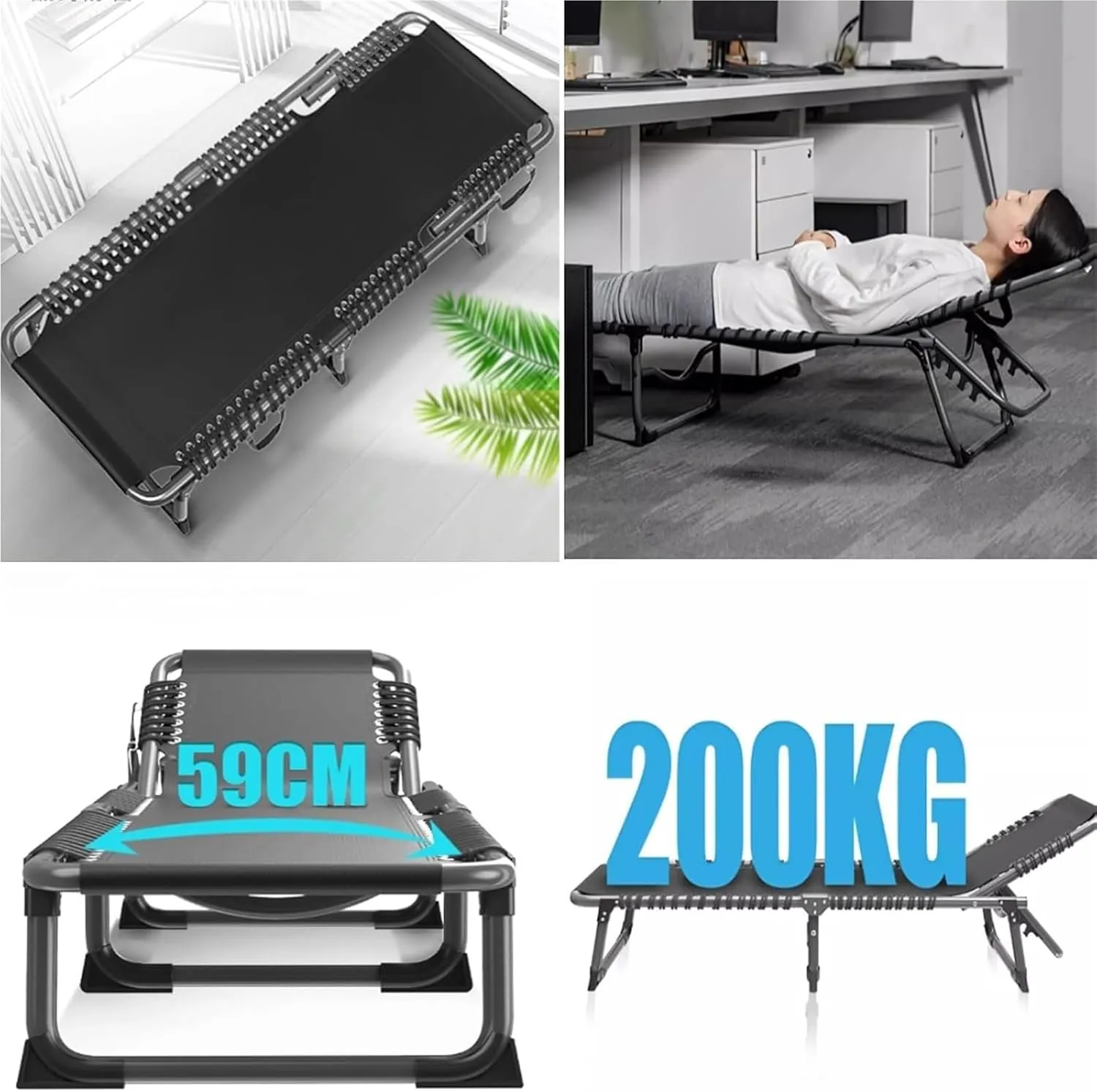 Folding Camping Cot,Camping Cot for Adults, Adjustable Backrest Single Lightweight Portable Sleeping Cot for Adults for Offices Nap Indoor Bedroom Outdoor Pool Patio