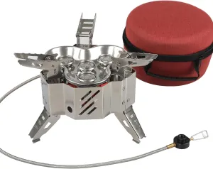 Folding Camping Gas Stove Ultralight Camping Windproof Stove with Storage Bag Strong Firepower Picnic Cooking Furnace