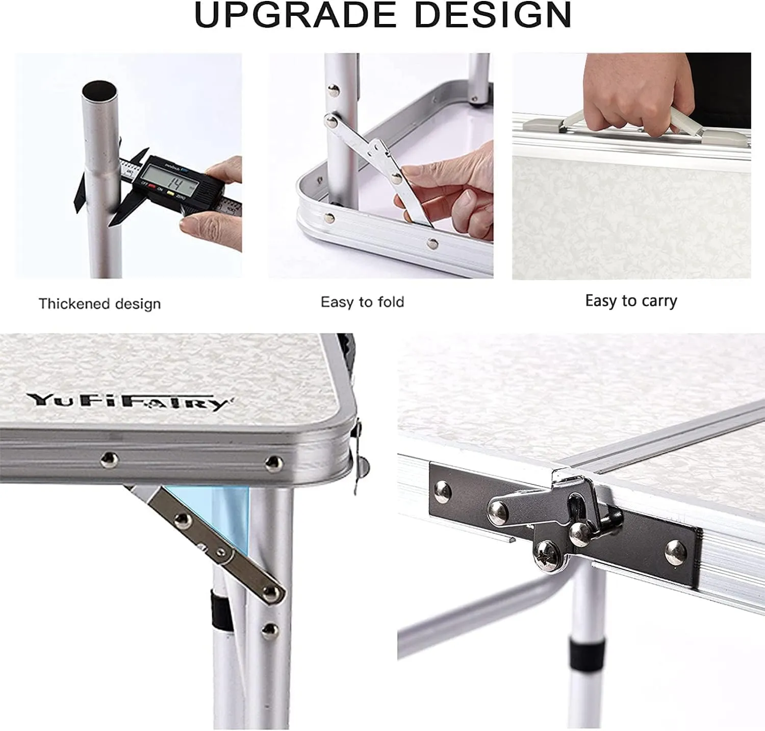 Folding Camping Table, 35''L x16''W Camp Aluminum Table with Adjustable Height Legs, Indoor Outdoor Lightweight Portable Folding Dining Table for Camp Picnic Beach Cooking 3Ft（3 Heights 10"/20"/27"）