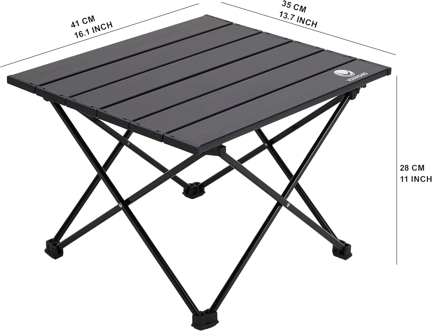 Folding Camping Table, Aluminum Folding Table, Portable Picnic Table with Easy Carrying Bag for Outdoor, Camping, Beach, BBQ, Party (M, Black)