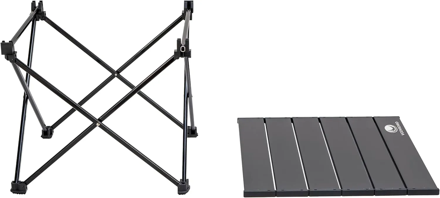 Folding Camping Table, Aluminum Folding Table, Portable Picnic Table with Easy Carrying Bag for Outdoor, Camping, Beach, BBQ, Party (M, Black)