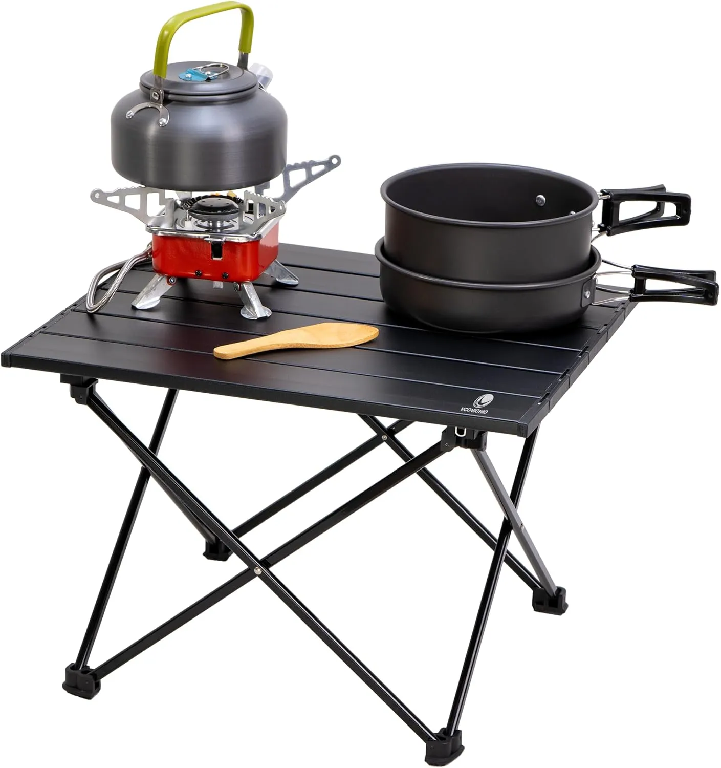 Folding Camping Table, Aluminum Folding Table, Portable Picnic Table with Easy Carrying Bag for Outdoor, Camping, Beach, BBQ, Party (M, Black)
