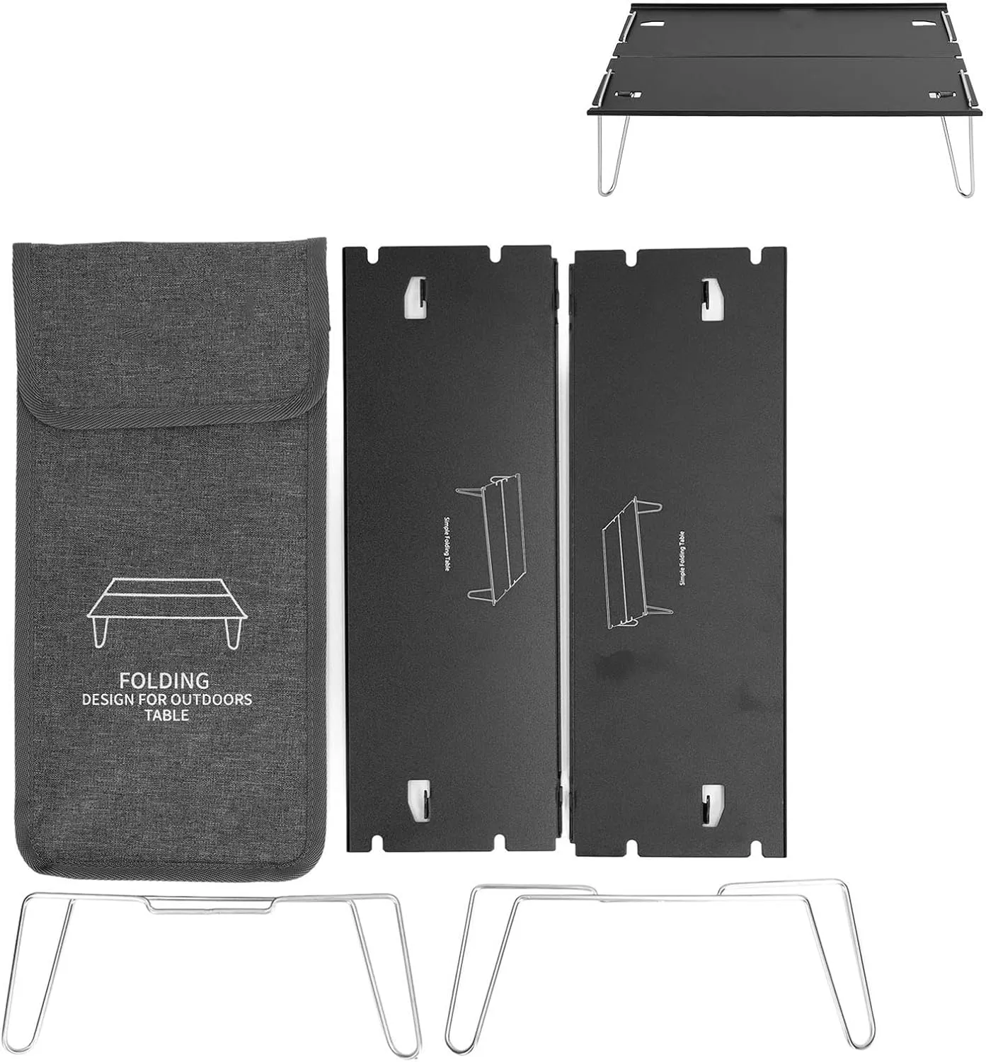 Folding Camping Table, Lightweight Portable Outdoor Folding Camp Table, Aluminum Alloy Construction for Backpacking, Hiking, Camping, Set of 2 Table