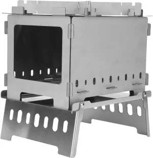 Folding Portable Backpacking Stove Stainless Steel Windproof Wood Burning Stove for Outdoor Hunting Hiking Camping