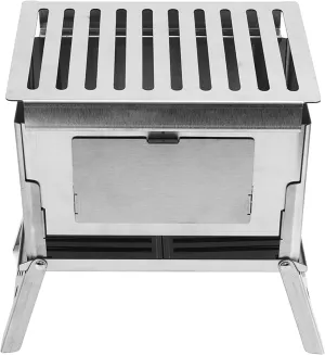 Folding Wood Burning Stove, Portable BBQ Kit with Heating Function for Outdoor Hiking and Picnics