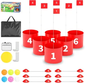 FOOING Golf Game 6 Hole Set, Outdoor Golf Yard Game, Golf Chipping Game for Lawn, Beach, Yard, Camping, Park