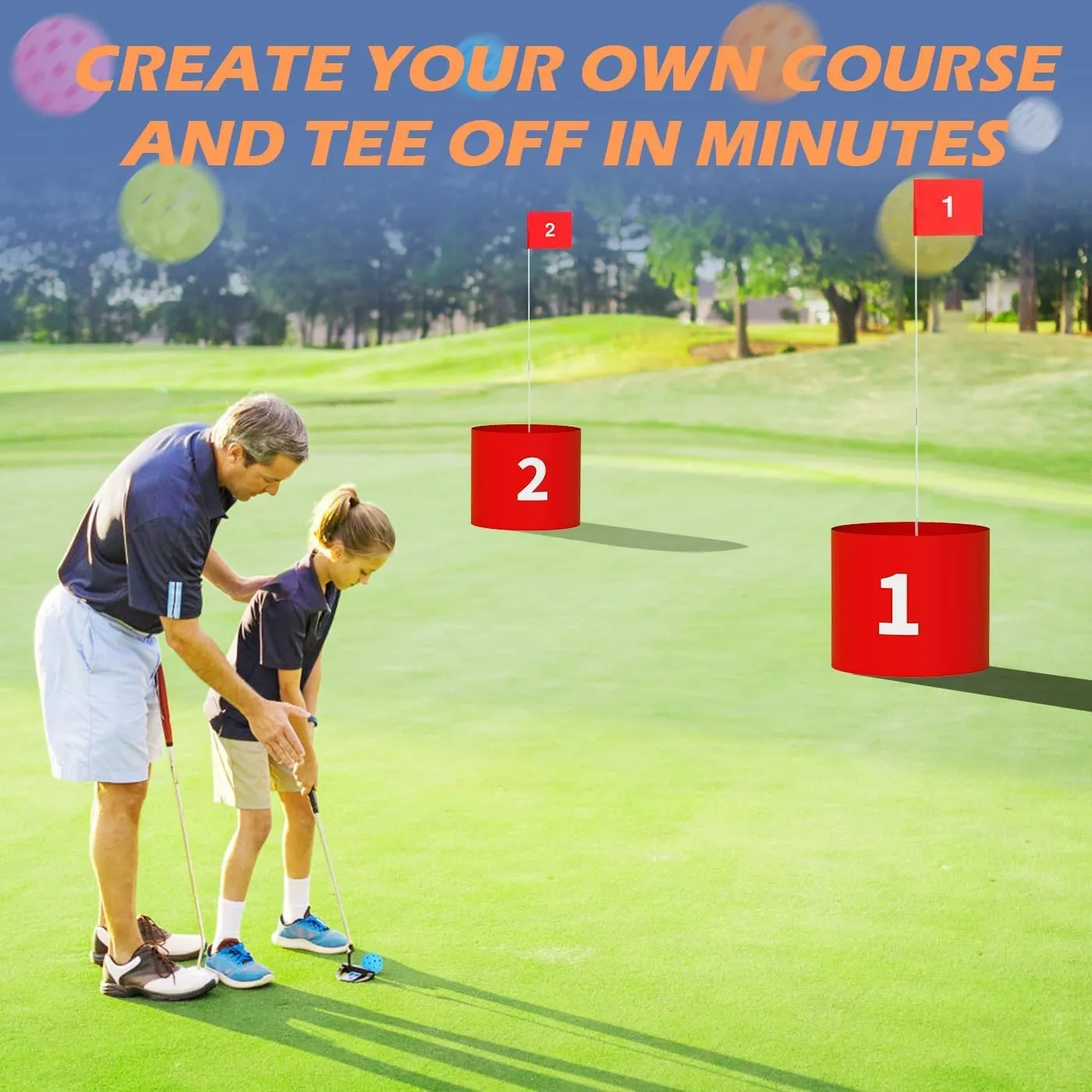 FOOING Golf Game 6 Hole Set, Outdoor Golf Yard Game, Golf Chipping Game for Lawn, Beach, Yard, Camping, Park