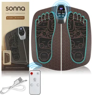 Foot Massager Mat for Neuropathy,EMS Foot Massager for Circulation and Pain Relief, Foldable Feet and Calves Massage Machine with 8 Modes and 32 Intensity Levels for Muscle Relaxation,FSA HSA Eligible