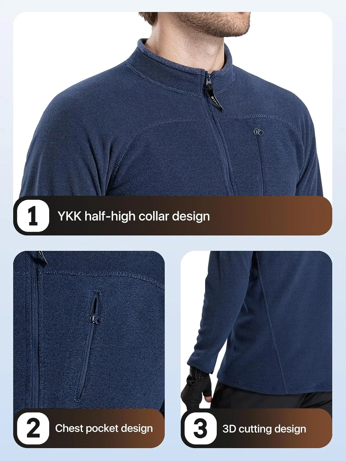 FREE SOLDIER Men's Quarter Zip Pullover Fleece Jacket Lightweight Sweaters Long Sleeve Thermal Half Zip Up Golf Sweatshirt