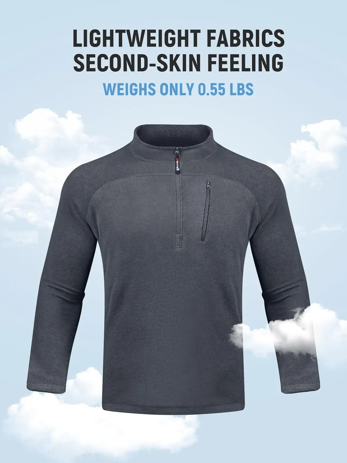 FREE SOLDIER Men's Quarter Zip Pullover Fleece Jacket Lightweight Sweaters Long Sleeve Thermal Half Zip Up Golf Sweatshirt