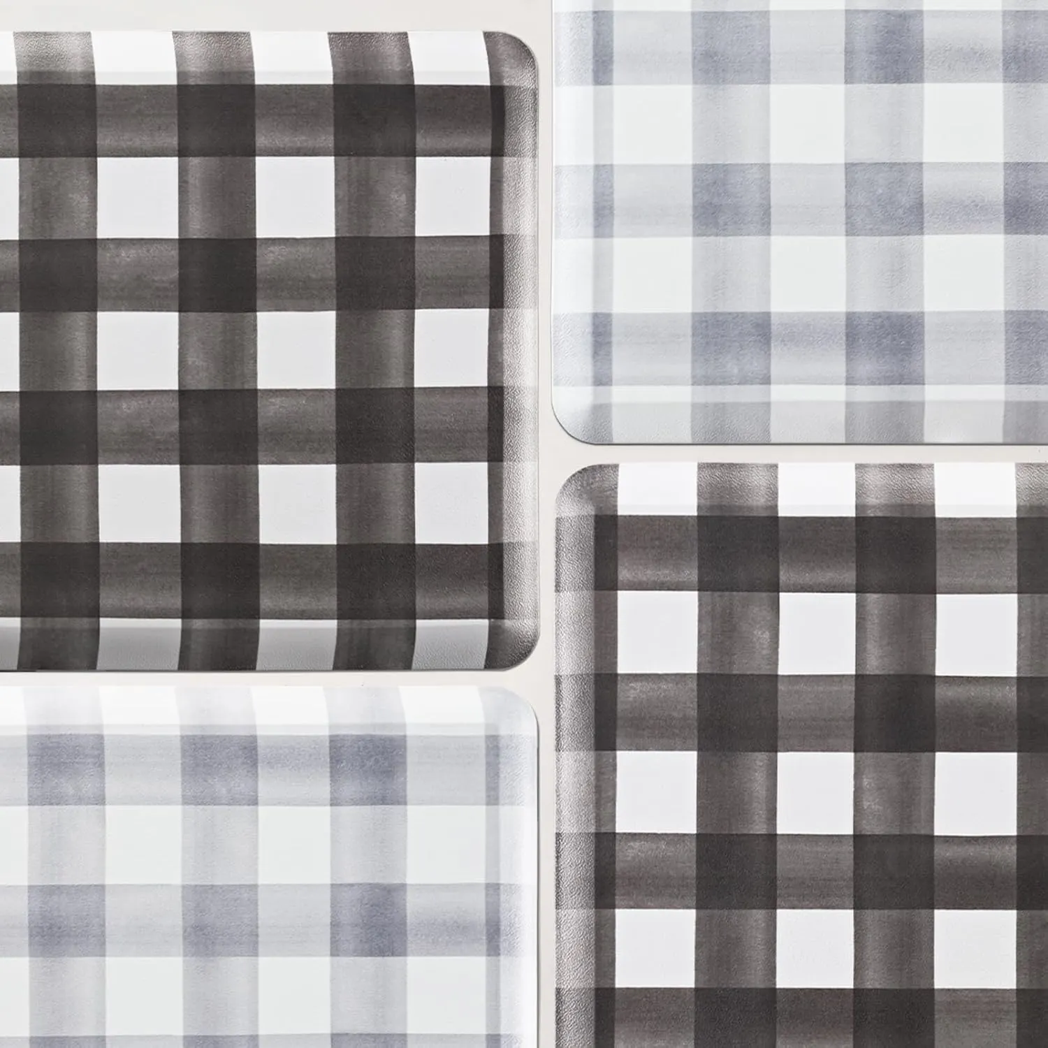FRESHMINT Farmhouse Kitchen Mat 0.47" Thick 17.3"x60" Anti-Fatigue Cushioned Non-Slip Comfort Standing Mat Long Rug for Decor Sink Office, Buffalo Plaid Light Gray