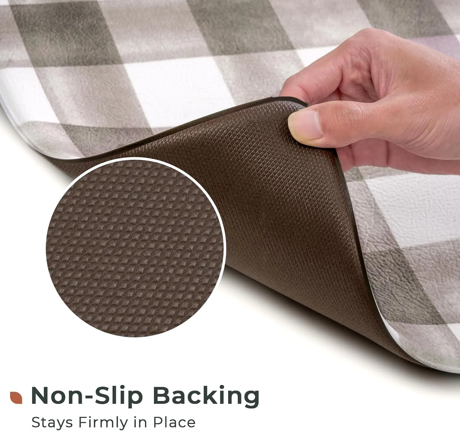 FRESHMINT Modern Farmhouse Plaid 2 Piece Set Kitchen Mats for Floor Anti Fatigue Waterproof & Non-Skid Kitchen Rugs Cushioned Kitchen Mat for Standing Washable Comfort Desk Kitchen Runners