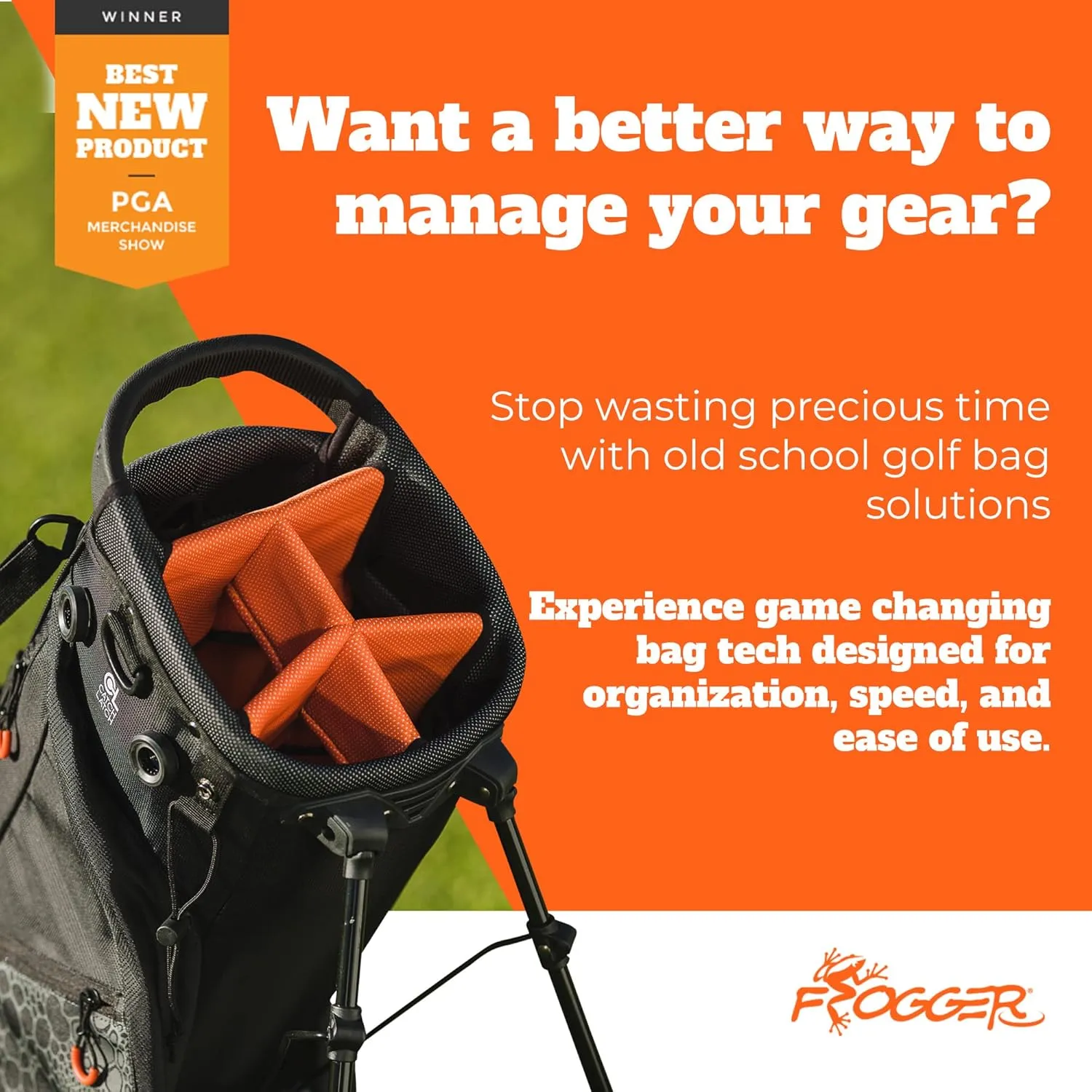 Frogger Function Hybrid Golf Bag for Men and Women with Stand - Ultra Lightweight Golf Bag with 7 Spacious Pockets, 2 Integrated Latch-it Receivers and Ergonomic Dual Shoulder Straps