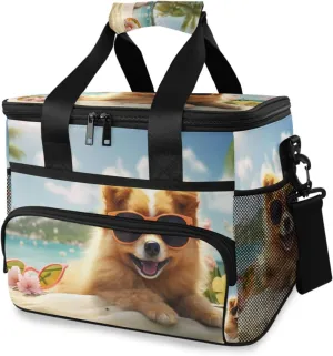 Funny Dog Beach Cooler Bag Insulated Cooler Soft Sided Cooler 24 Can Portable Picnic Bag Large Leakproof Lunch Bag Box for Beach Grocery Camping Travel Car Men Women